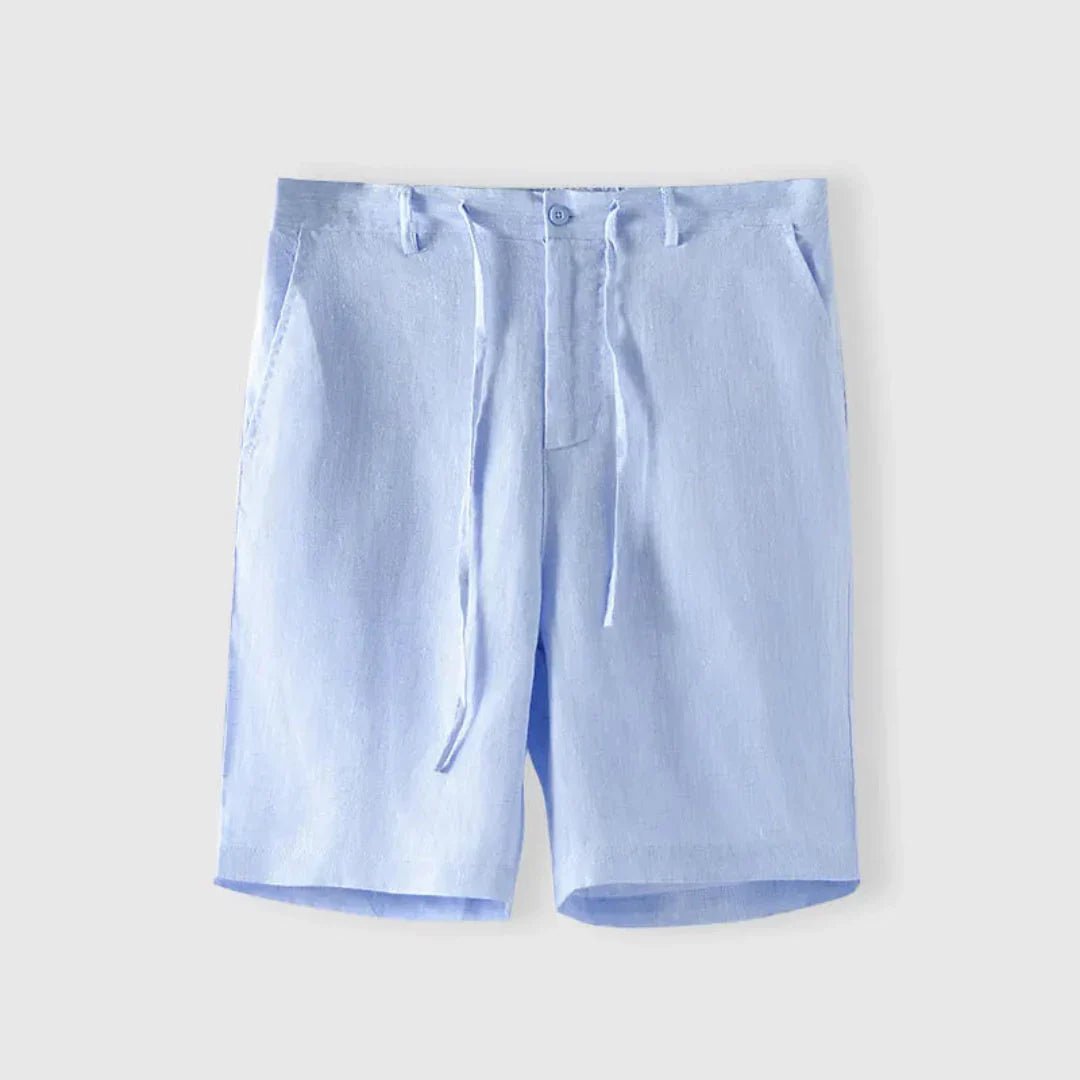 Men's Linen Shorts - Relaxed Fit Drawstring Waist Button Closure - Hudson Harper - Men Shorts