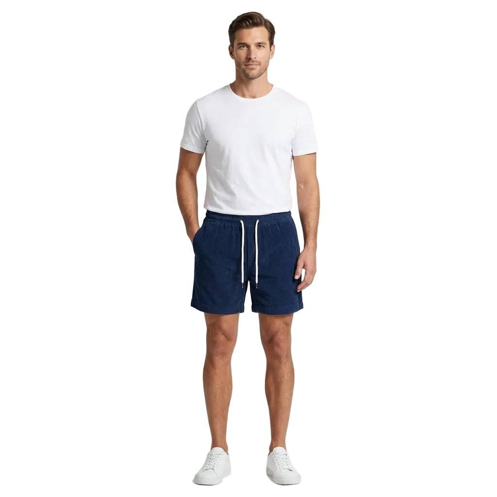 Men's Linen Shorts - Relaxed Fit Mid Length Elastic Waistband - Hudson Harper - Men Shorts