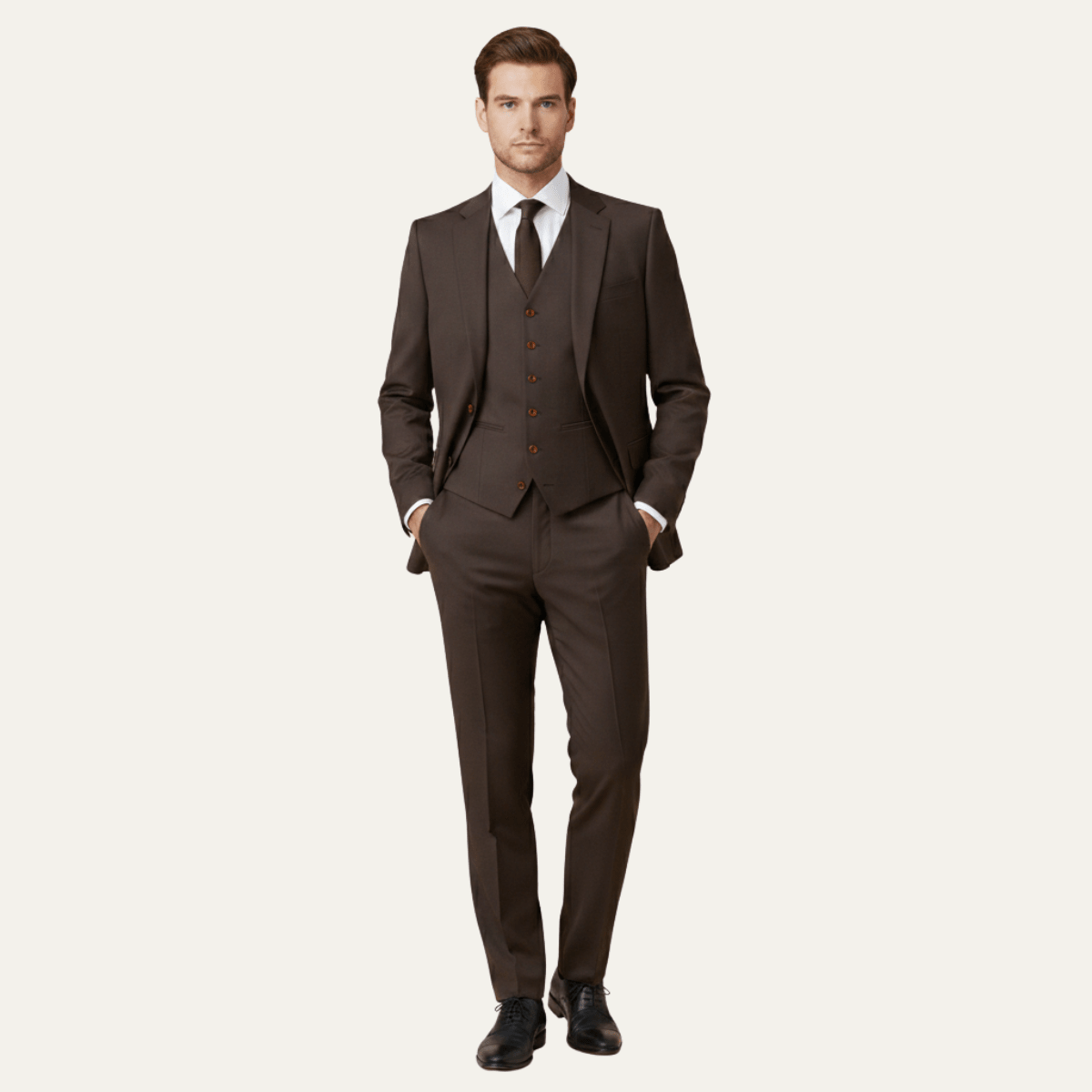 Men's Linen Suit Set - Slim Fit Three - Piece Front Closure - Hudson Harper - Men Suit