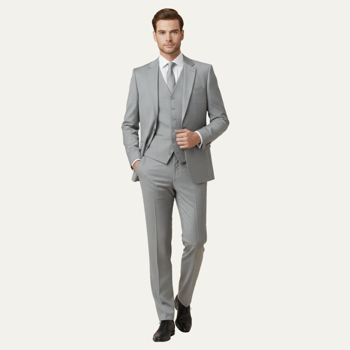 Men's Linen Suit Set - Slim Fit Three - Piece Front Closure - Hudson Harper - Men Suit