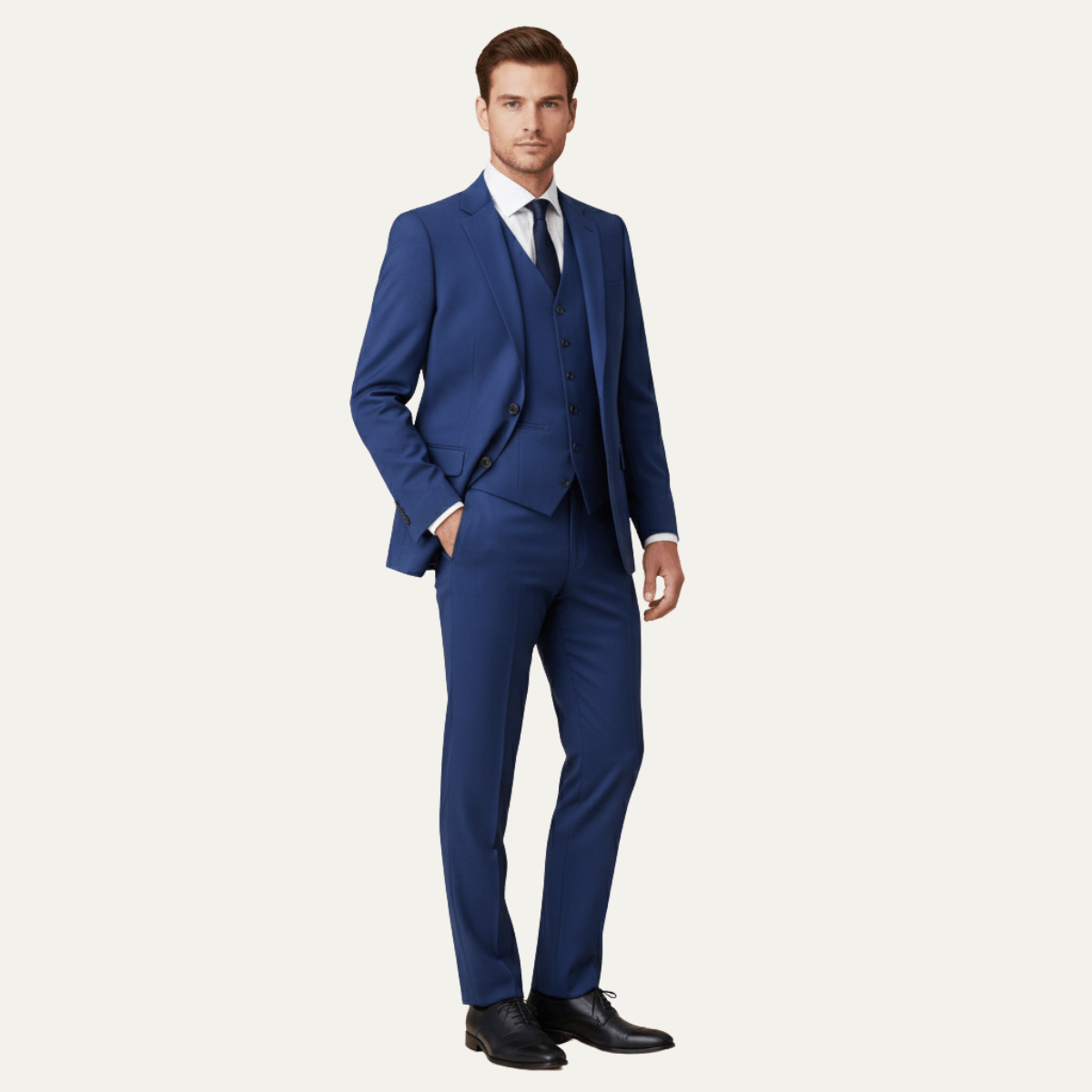 Men's Linen Suit Set - Slim Fit Three - Piece Front Closure - Hudson Harper - Men Suit