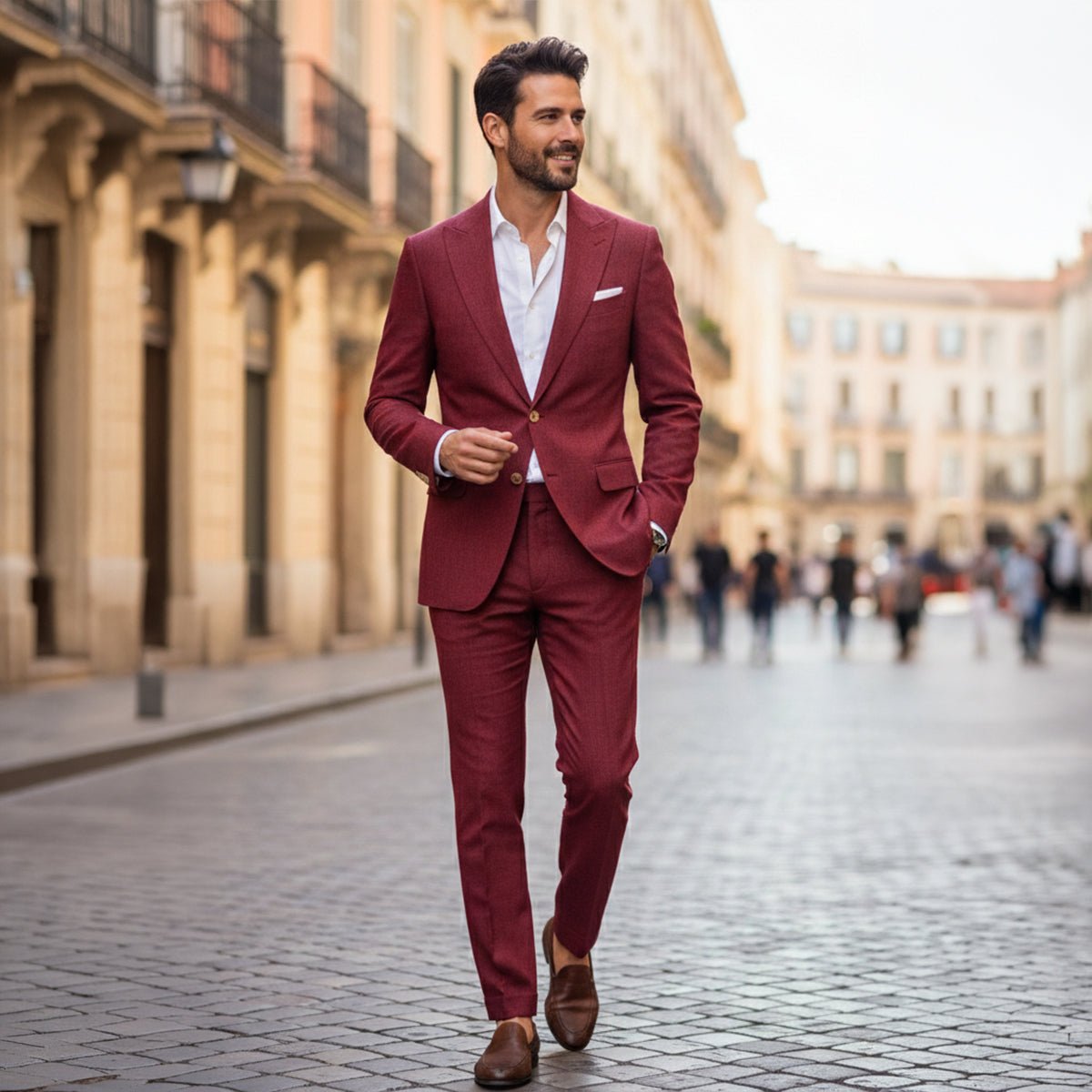 Men's Linen Suit - Tailored Fit Textured Jacket & Trousers - Hudson Harper - Men Suit