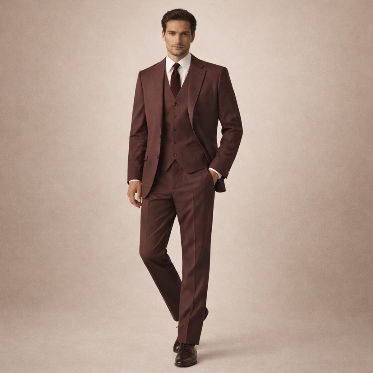 Men's Three-Piece Suit - Tailored Fit Jacket Waistcoat & Trousers