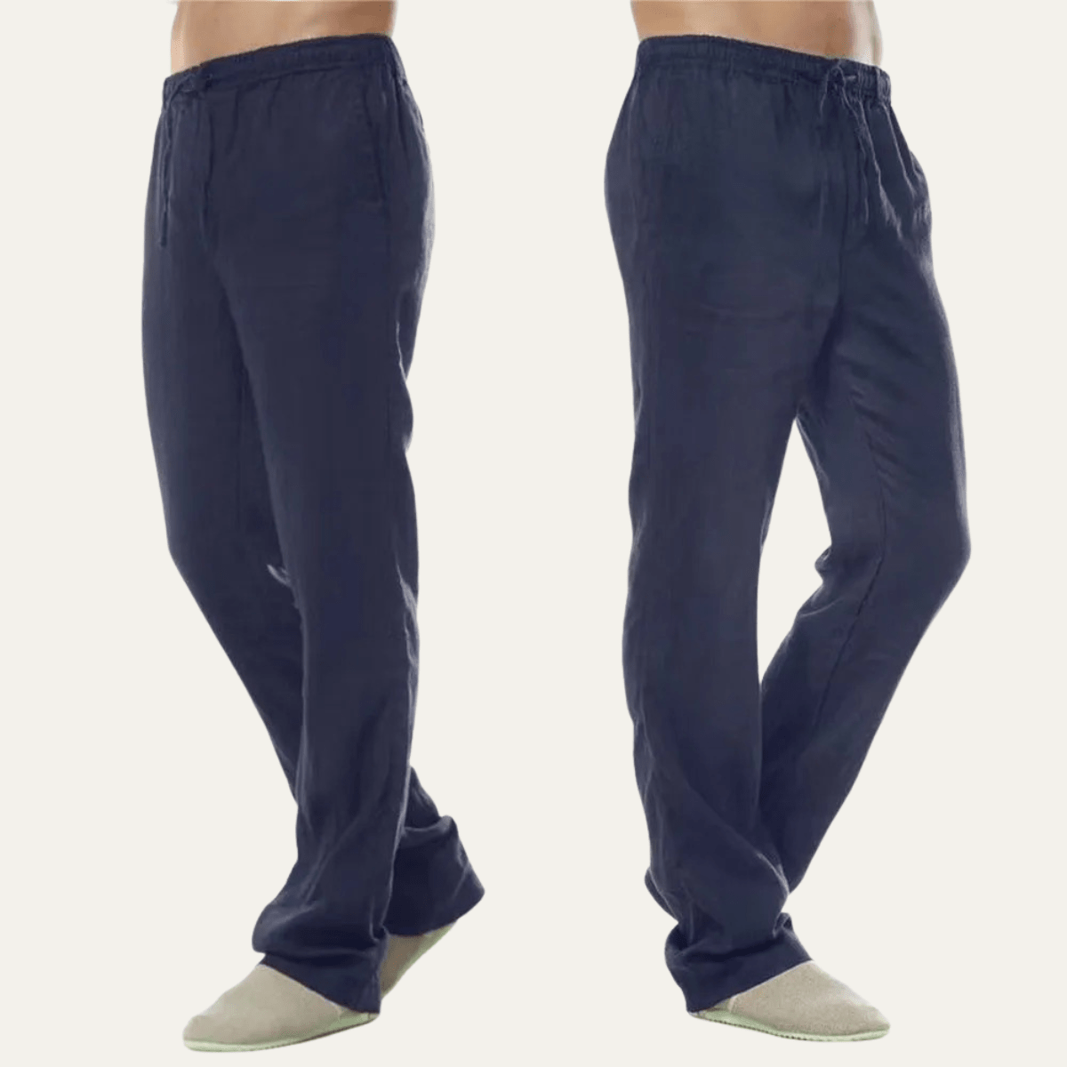 Men's Linen Trousers - Relaxed Fit Straight Leg Drawstring - Hudson Harper - Men Pants