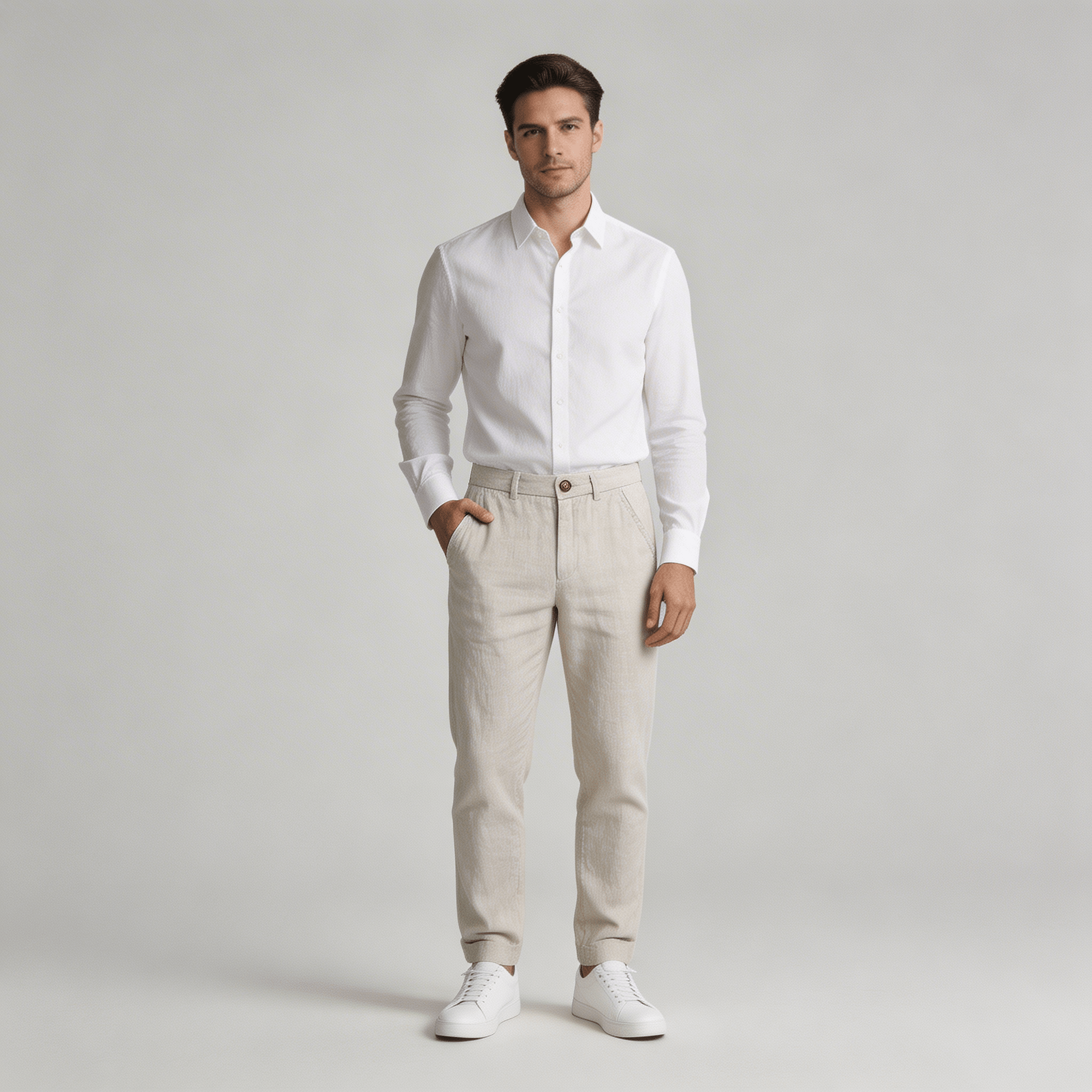 Men's Linen Trousers - Relaxed Fit Straight Leg Minimal - Hudson Harper - Men Pants