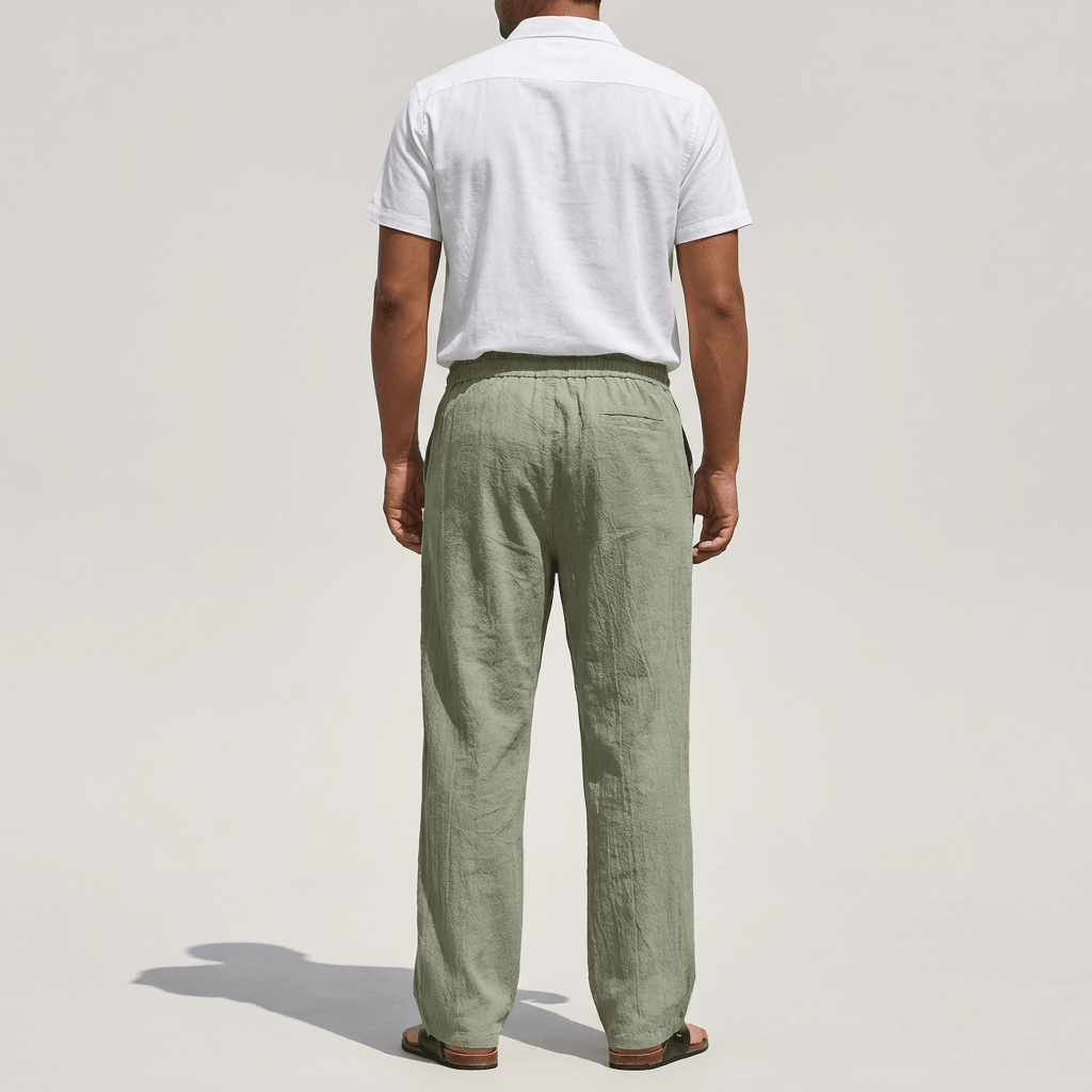 Men's Linen Trousers - Tapered Fit Shaped Leg Design - Hudson Harper - Men Pants