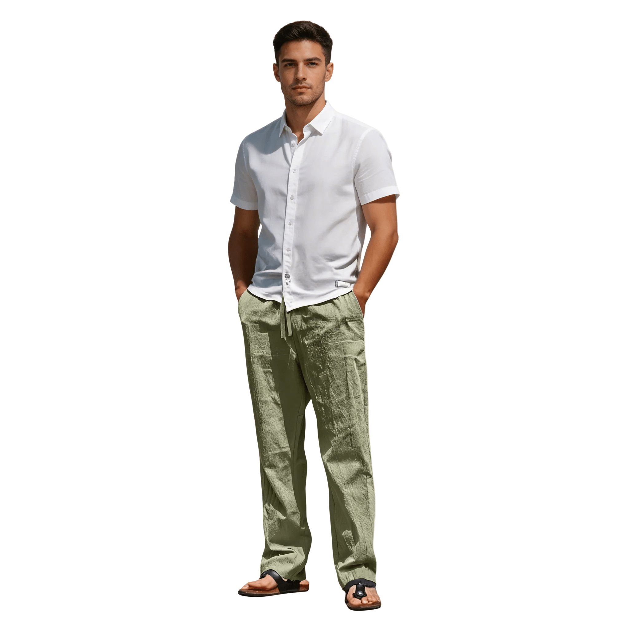 Men's Linen Trousers - Tapered Fit Shaped Leg Design - Hudson Harper - Men Pants