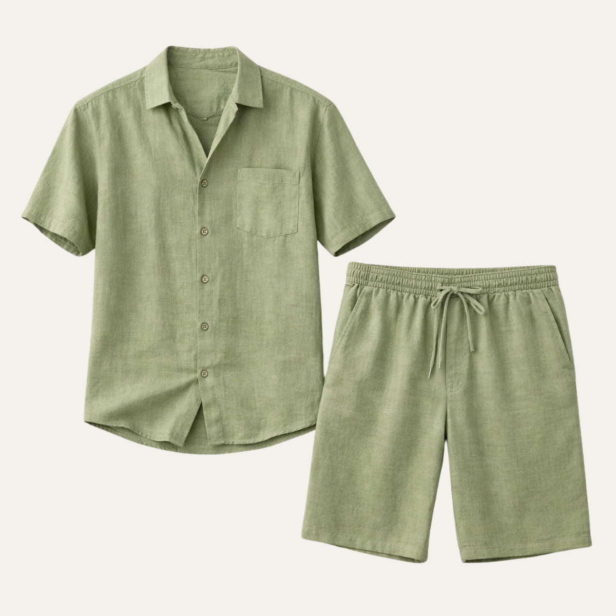 Men's Two-Piece Set - Relaxed Fit Short Sleeve Button Shirt & Shorts