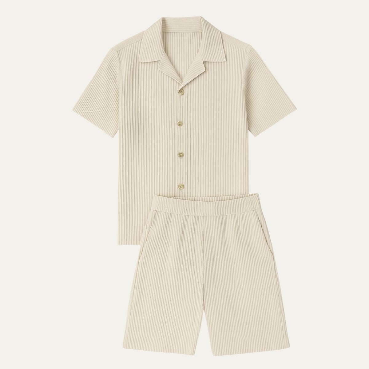 Men's Linen Two - Piece Set - Relaxed Fit Short Sleeve Open Collar & Trousers - Hudson Harper - Men Set