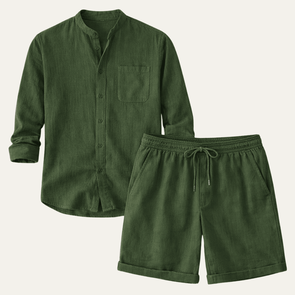 Men's Linen Two - Piece Set - Relaxed Fit Short Sleeve Shirt & Shorts - Hudson Harper - Men Set