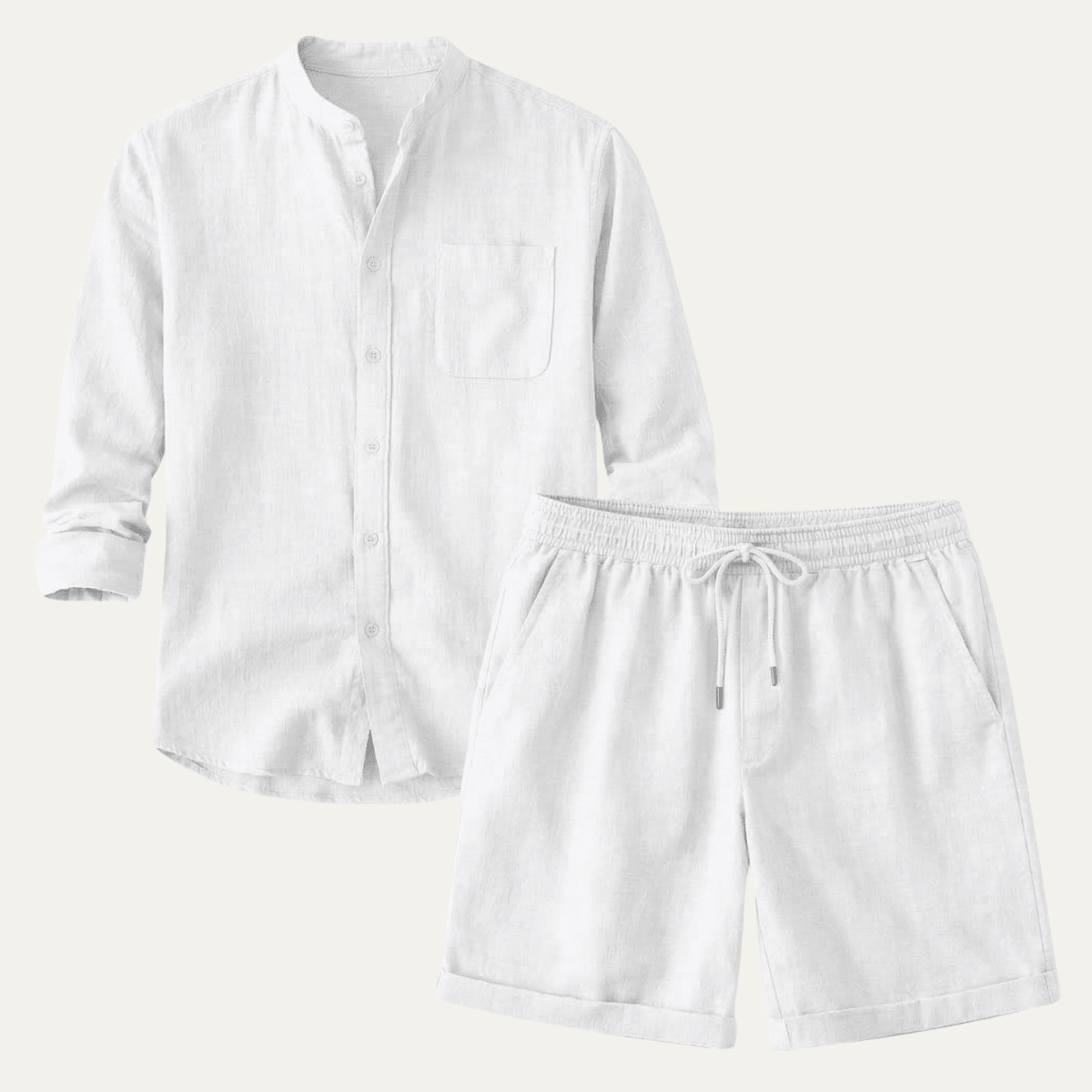 Men's Linen Two - Piece Set - Relaxed Fit Short Sleeve Shirt & Shorts - Hudson Harper - Men Set