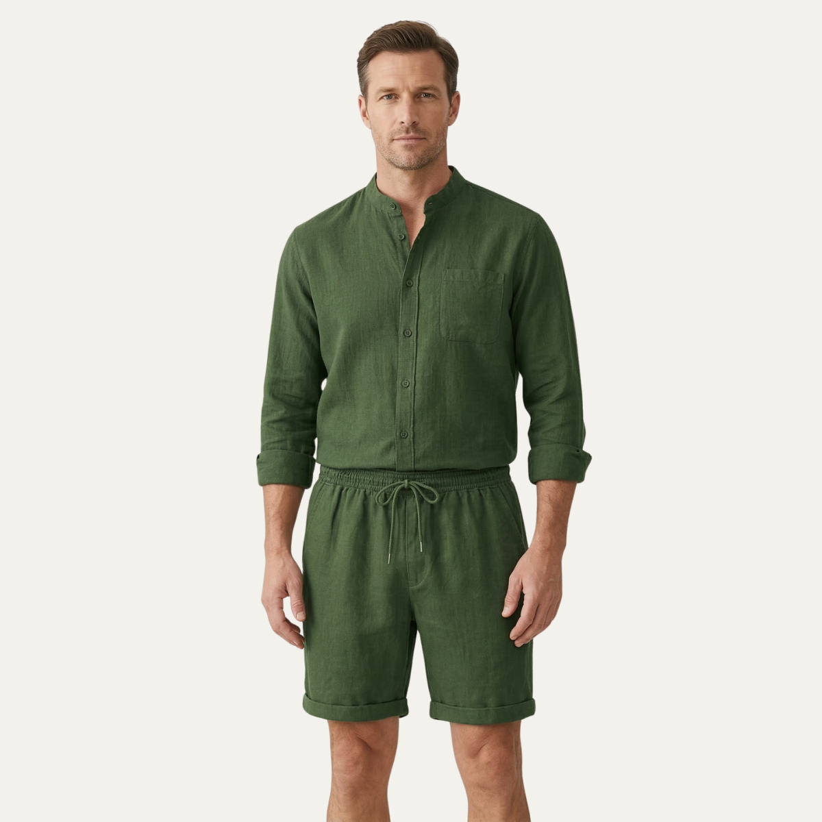 Men's Two-Piece Set - Relaxed Fit Short Sleeve Shirt & Shorts