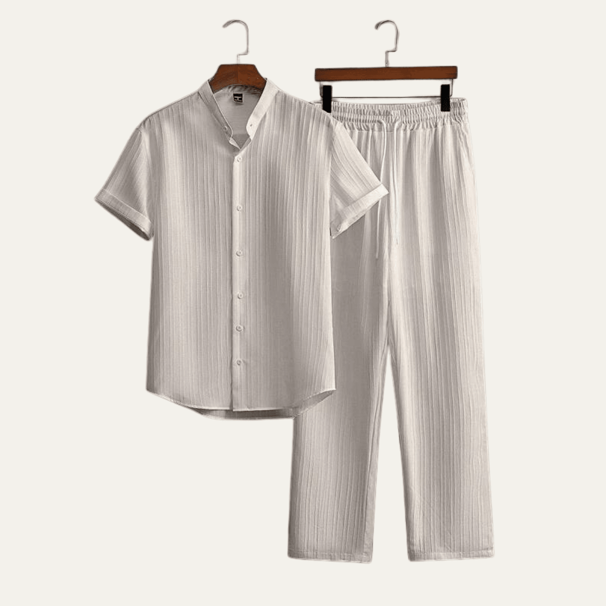Men's Linen Two - Piece Set — Short Sleeve Top & Drawstring Trousers - Hudson Harper - Men Set