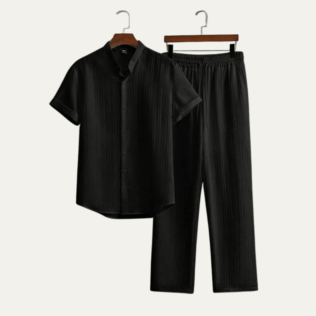 Men's Linen Two - Piece Set — Short Sleeve Top & Drawstring Trousers - Hudson Harper - Men Set