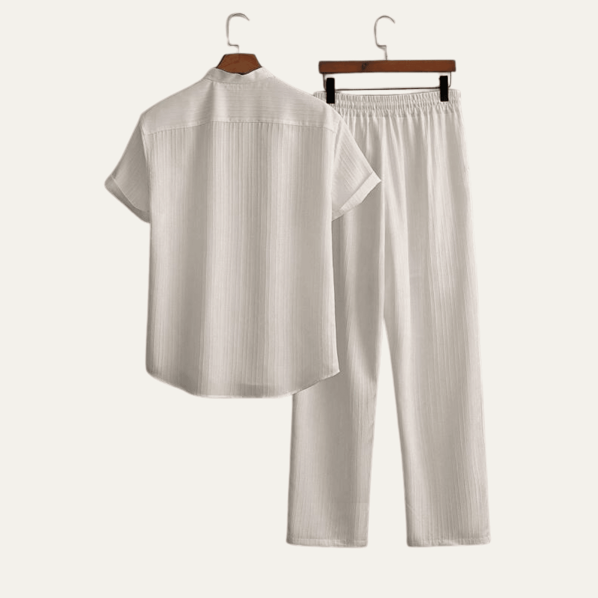 Men's Linen Two - Piece Set — Short Sleeve Top & Drawstring Trousers - Hudson Harper - Men Set