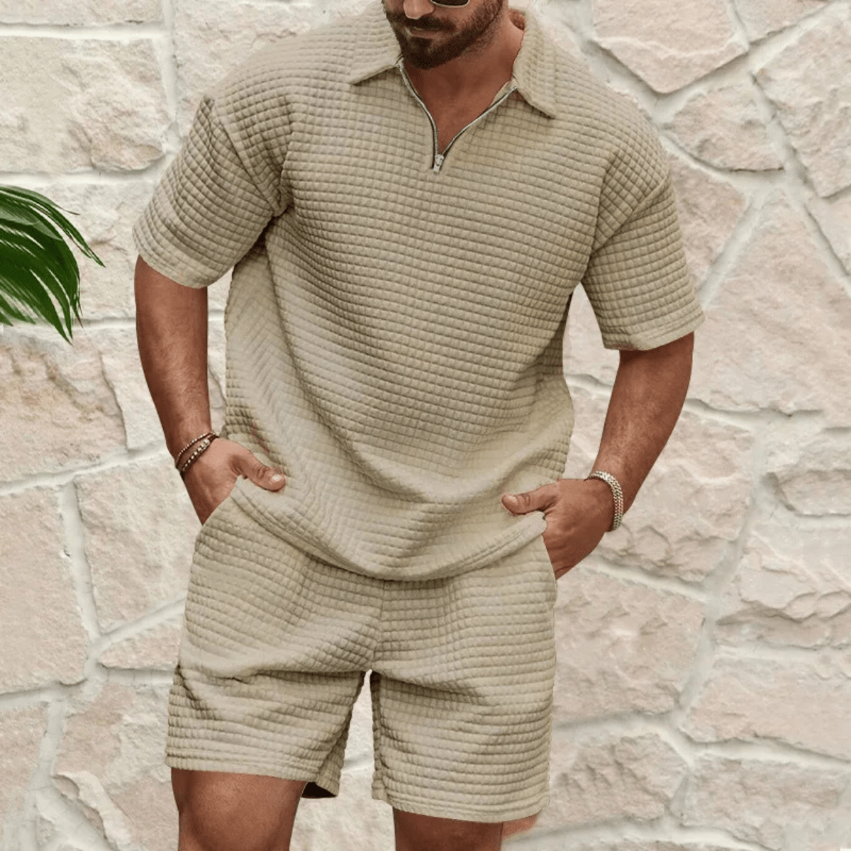 Men's Polo Set — Short Sleeve Relaxed Fit Matching Shorts - Hudson Harper - Men Set