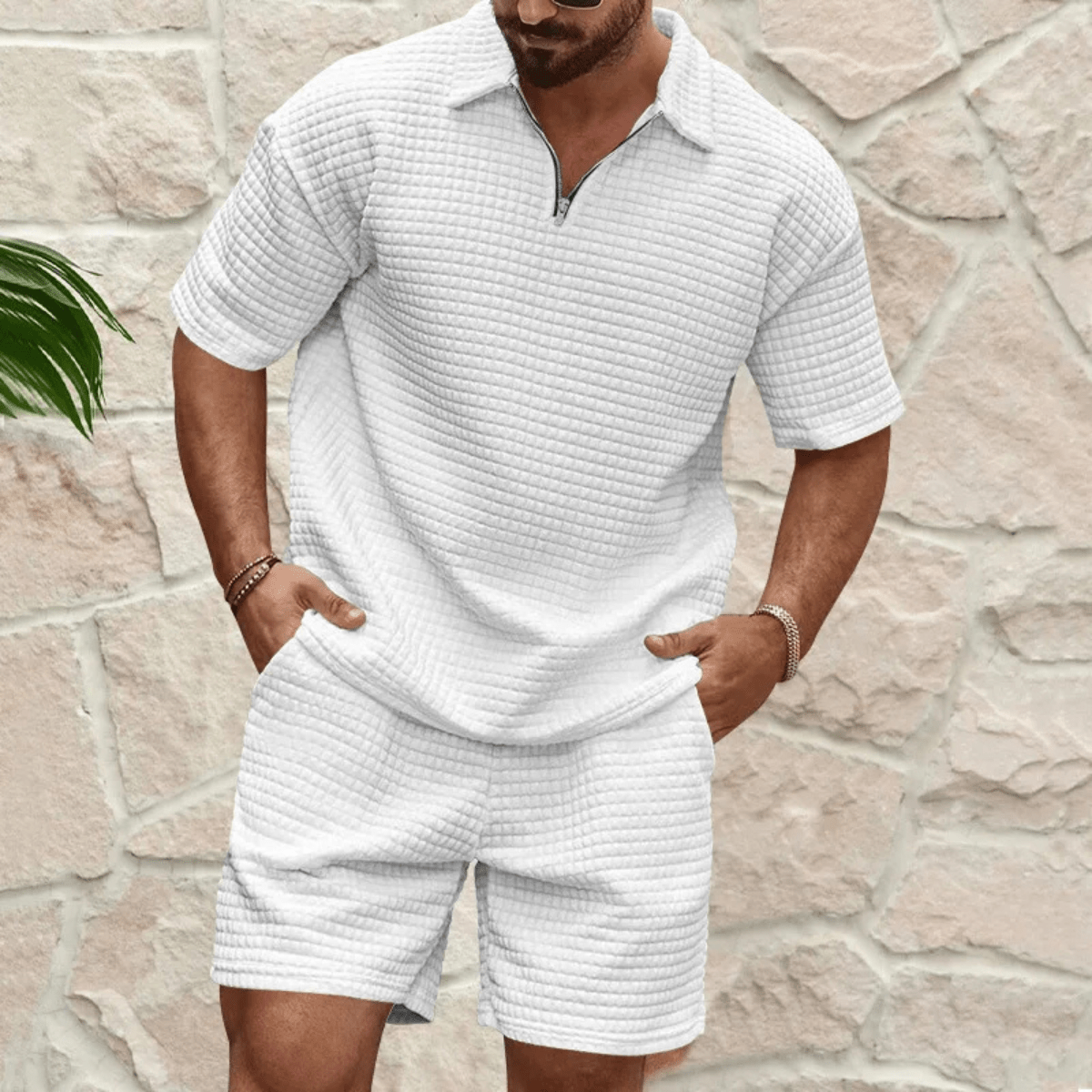 Men's Polo Set — Short Sleeve Relaxed Fit Matching Shorts - Hudson Harper - Men Set