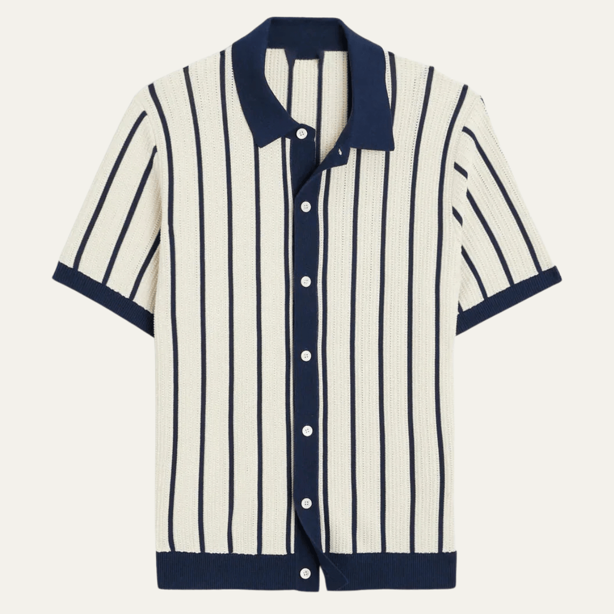 Men's Polo Shirt — Collared Knit Style Full Button Closure - Hudson Harper - Men Shirt
