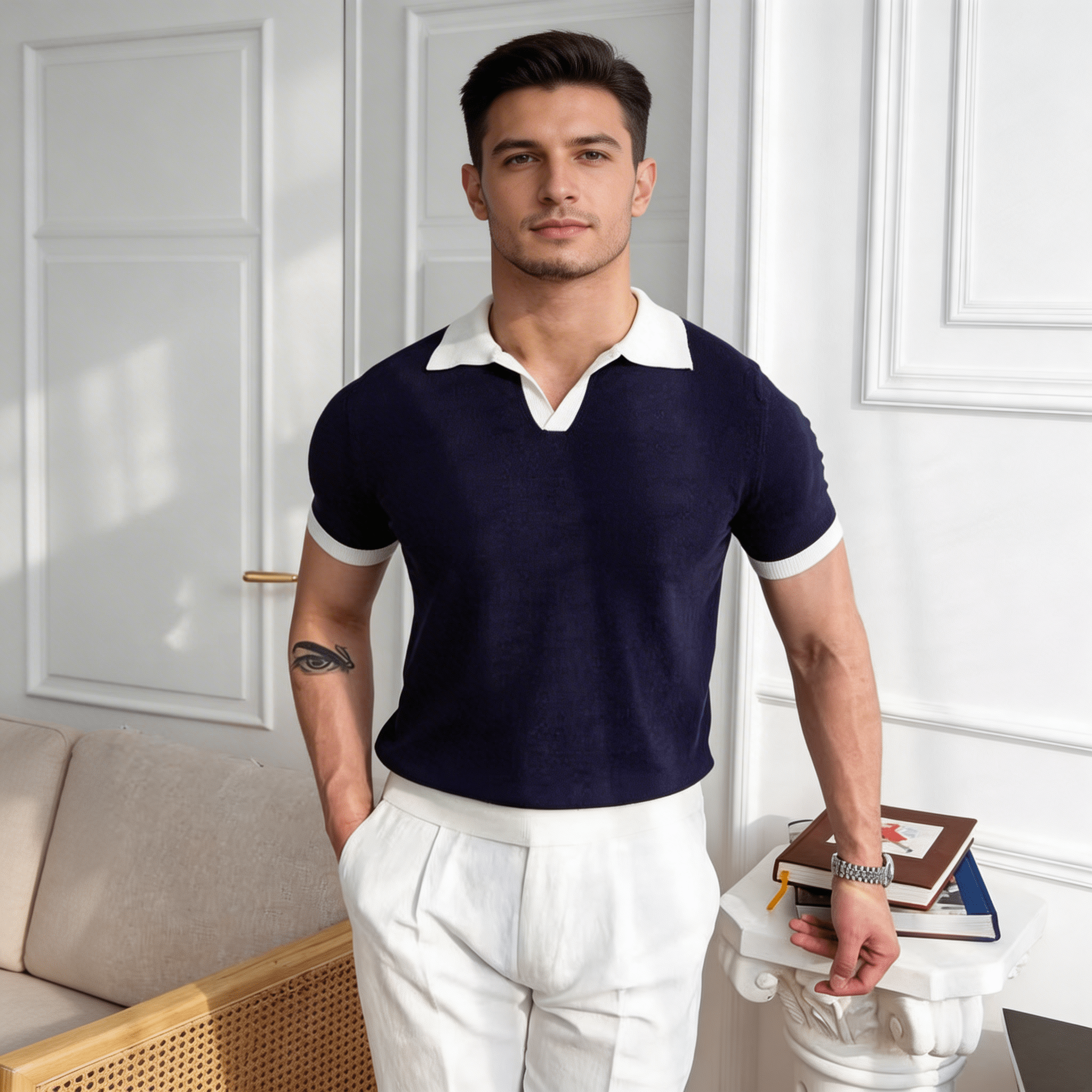 Men's Polo Shirt — Regular Fit Short Sleeve Button Placket - Hudson Harper - Men Shirt