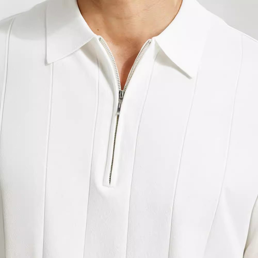 Men's Polo Shirt — Regular Fit Short Sleeve Quarter - Zip Closure - Hudson Harper - Men Shirt