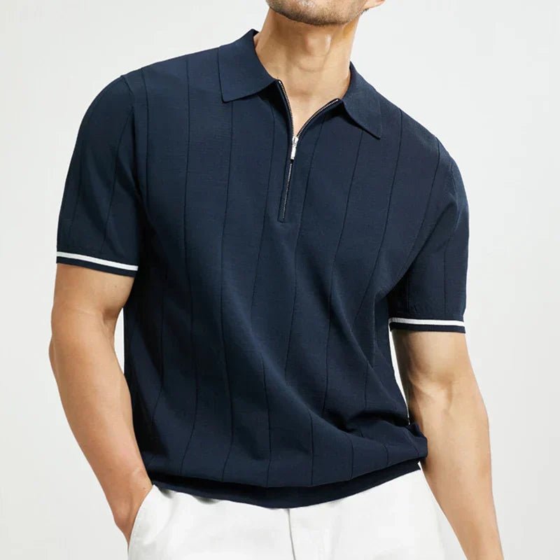 Men's Polo Shirt — Regular Fit Short Sleeve Quarter - Zip Closure - Hudson Harper - Men Shirt