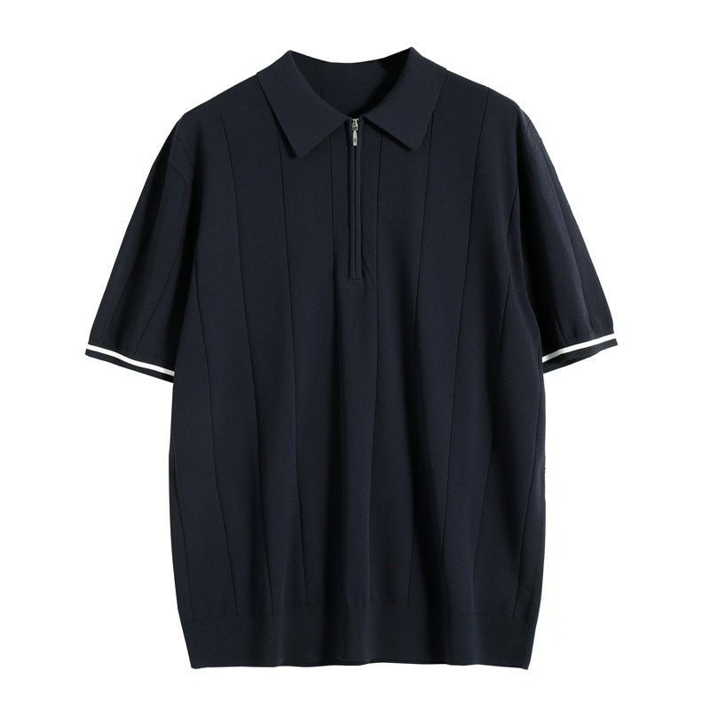Men's Polo Shirt — Regular Fit Short Sleeve Quarter - Zip Closure - Hudson Harper - Men Shirt