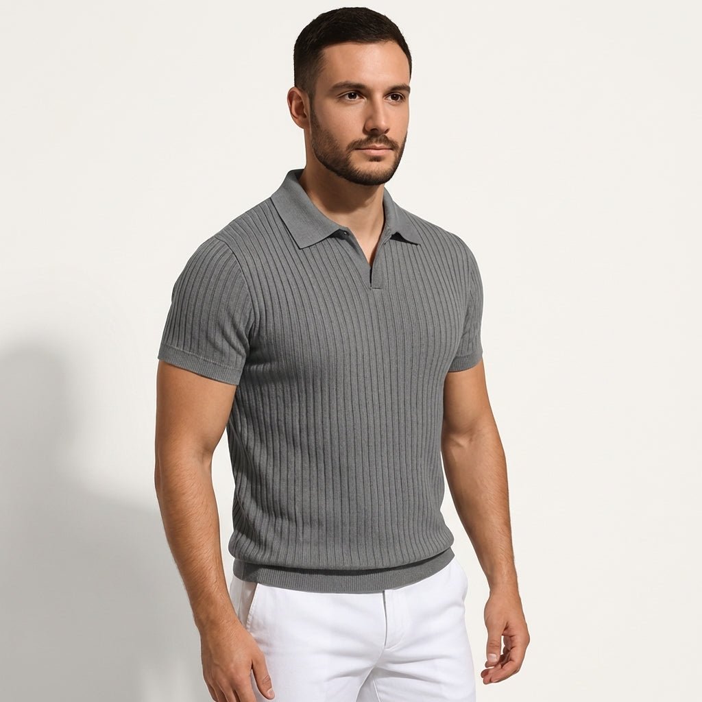 Men's Polo Shirt — Slim Fit Short Sleeve Button Placket - Hudson Harper - Men Shirt