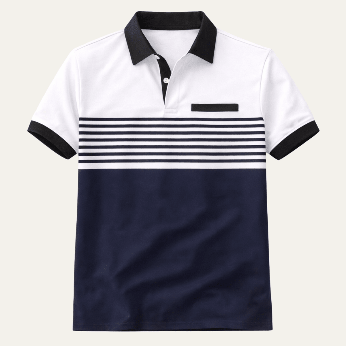 Men's Polo Shirt — Slim Fit Striped Pattern Button Collar - Hudson Harper - Men Shirt