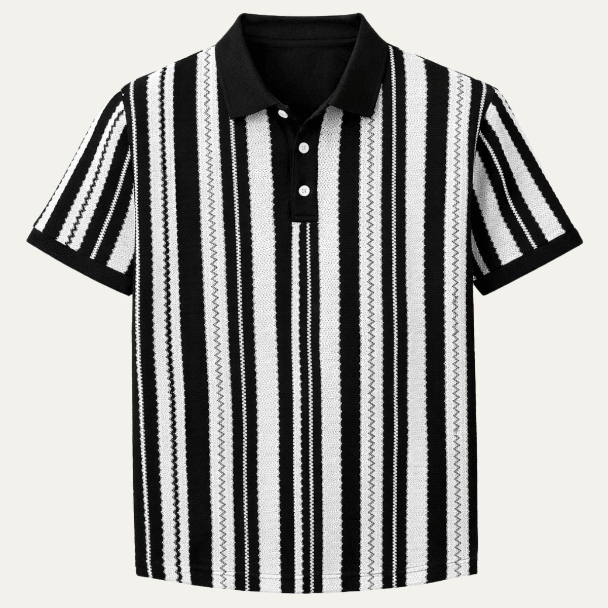 Men's Polo Shirt — Striped Knit Short Sleeve Collar Design - Hudson Harper - Men Shirt