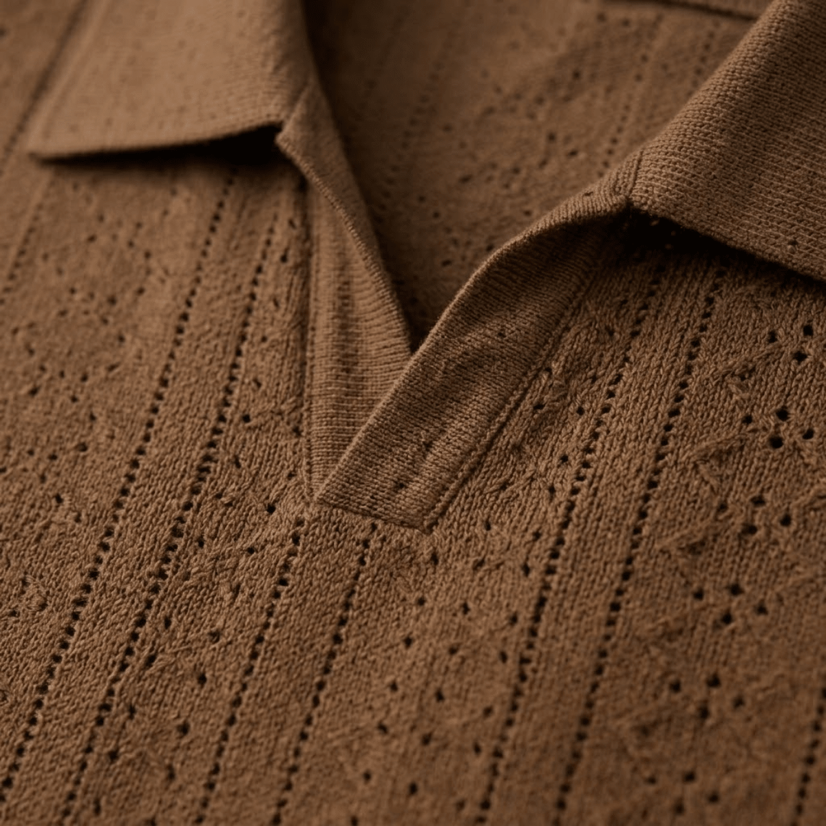 Men's Polo Shirt — Textured Knit Short Sleeve Collar Regular Fit - Hudson Harper - Men Shirt
