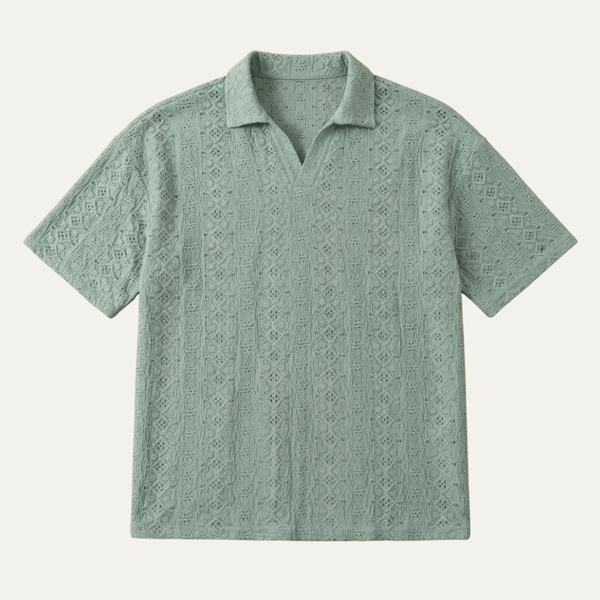 Men's Polo Shirt — Textured Knit Short Sleeve Collar Regular Fit - Hudson Harper - Men Shirt