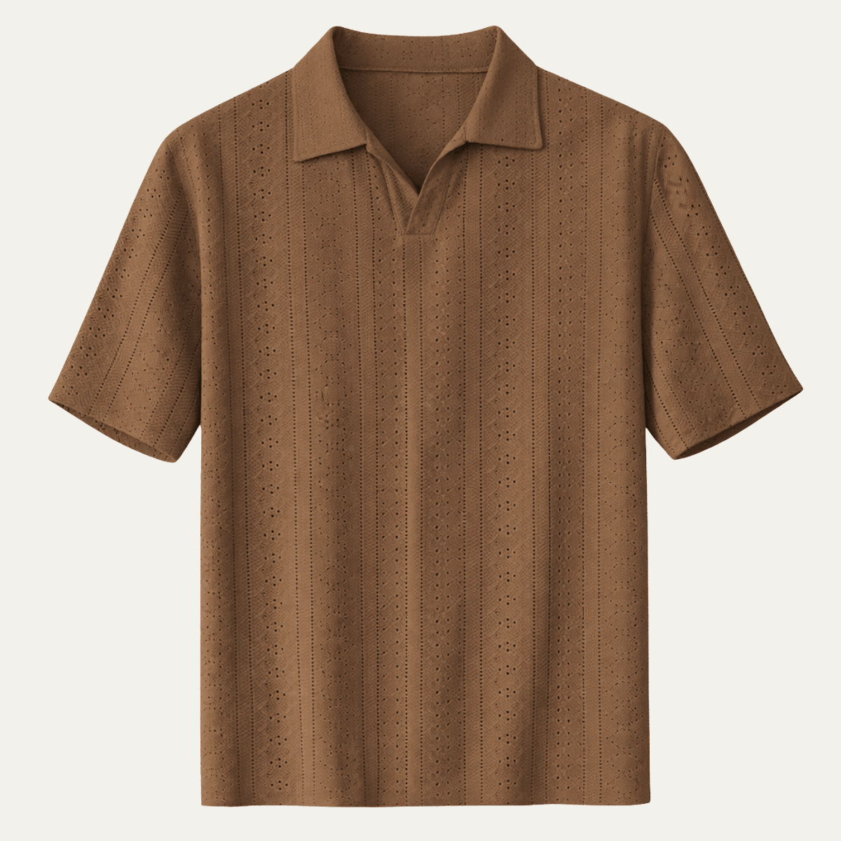 Men's Polo Shirt — Textured Knit Short Sleeve Collar Regular Fit - Hudson Harper - Men Shirt