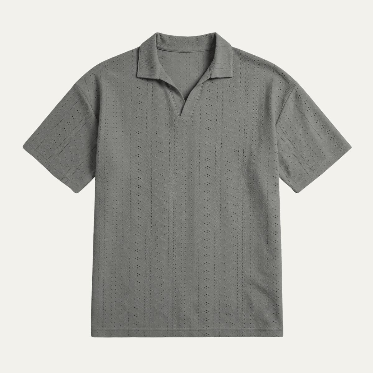 Men's Polo Shirt — Textured Knit Short Sleeve Collar Regular Fit - Hudson Harper - Men Shirt