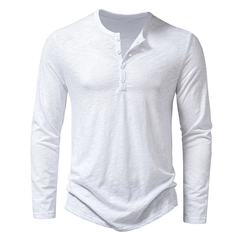 Men's Shirt — Long Sleeve Crew Neck Button Placket - Hudson Harper - Men Shirt