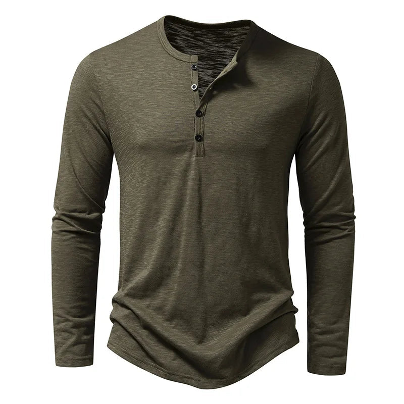 Men's Shirt — Long Sleeve Crew Neck Button Placket - Hudson Harper - Men Shirt