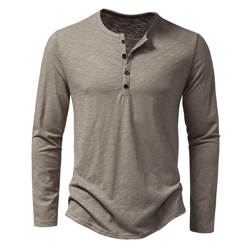 Men's Shirt — Long Sleeve Crew Neck Button Placket - Hudson Harper - Men Shirt