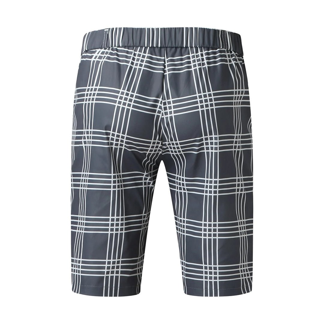 Men's Shorts — Slim Fit Modern Length Plaid Pattern Design - Hudson Harper - Men Short