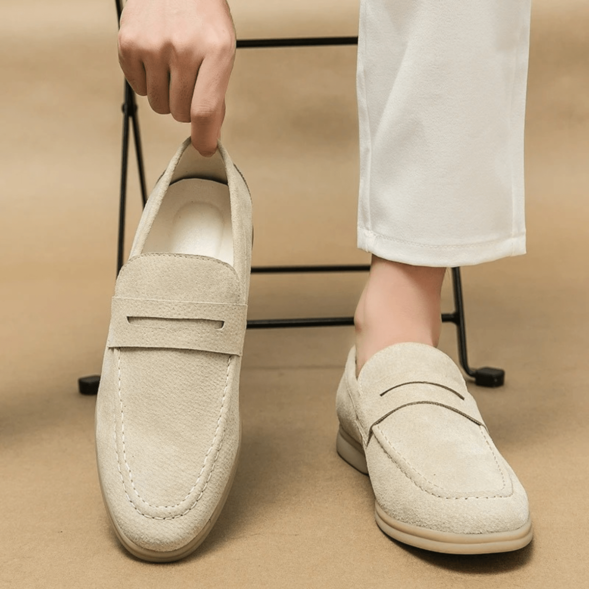 Men's Slip - On Loafers — Low Sole & Stitched Detail - Hudson Harper - Men Shoes