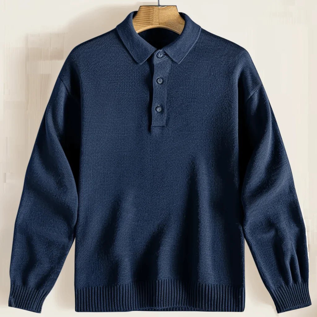 Polo Knit Sweater Men Long Sleeve Casual Pullover - Hudson Harper - Men Sweaters