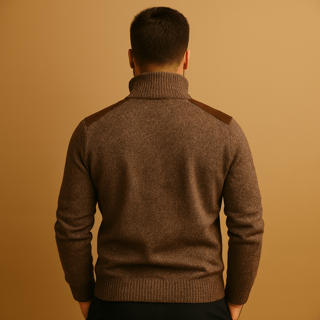 Pullover Sweater Men Half Zip Collared Design with Chest Pocket - Hudson Harper - Men Sweaters