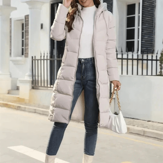 Quilted Jacket Women Warm Hooded Full Length Coat - Hudson Harper - Winter Jackets