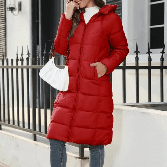 Quilted Jacket Women Warm Hooded Full Length Coat - Hudson Harper - Winter Jackets