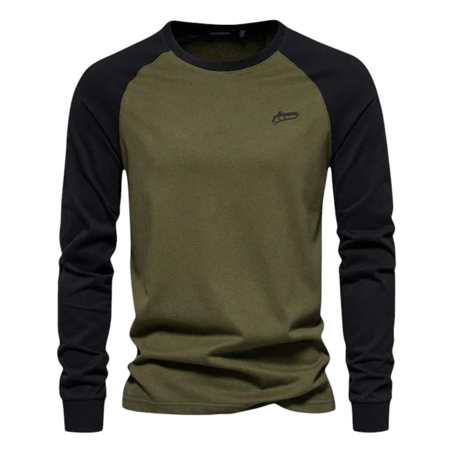 Raglan Shirt Men Long Sleeve Crew Neck Regular Fit Casual Sportswear - Hudson Harper - Tops