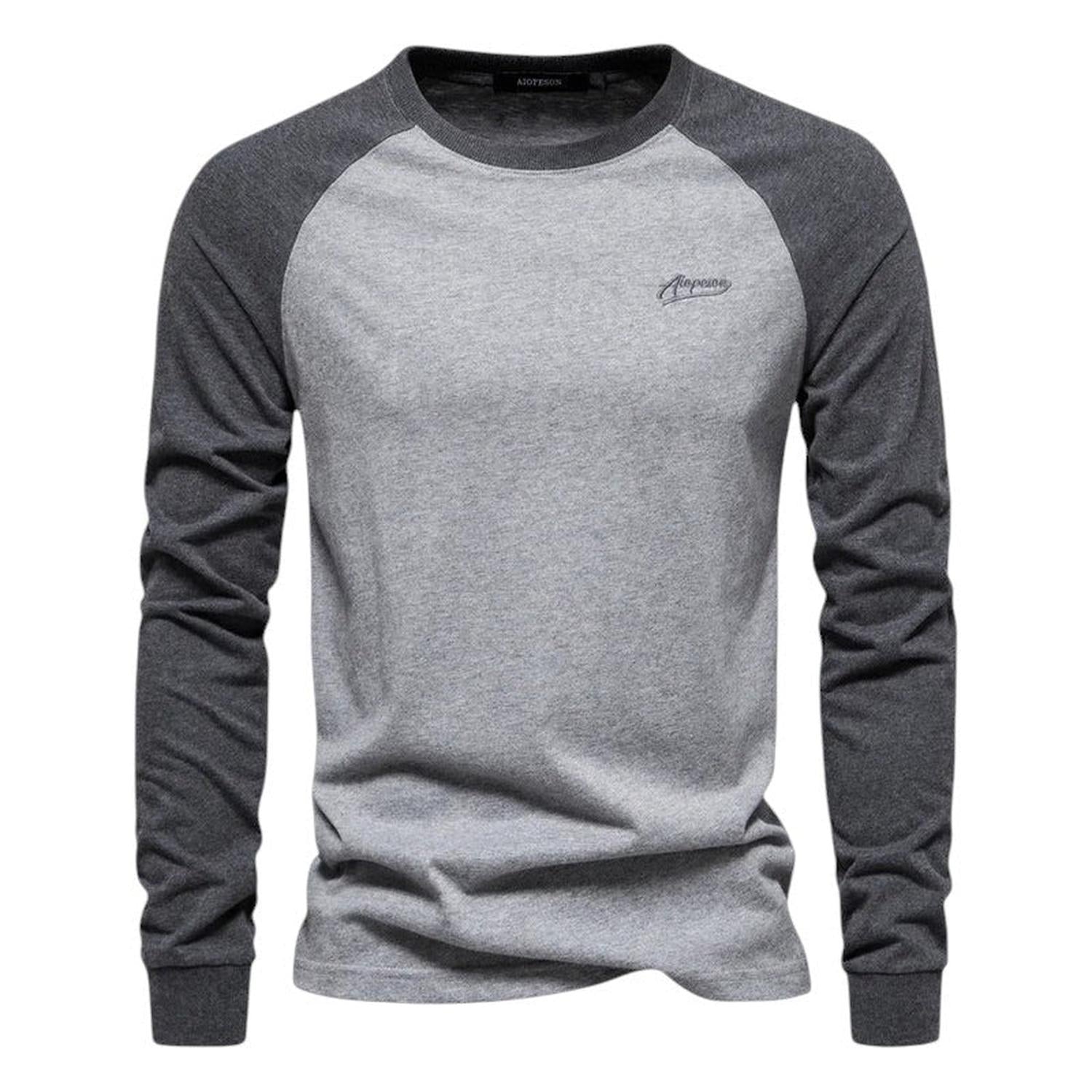 Raglan Shirt Men Long Sleeve Crew Neck Regular Fit Casual Sportswear