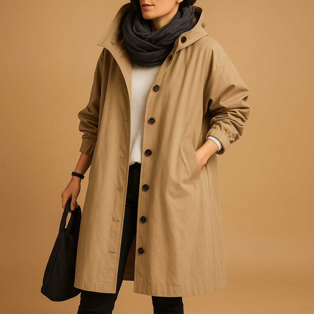 Raincoat Women Long Waterproof Design with Adjustable Waist - Hudson Harper - Women Coat