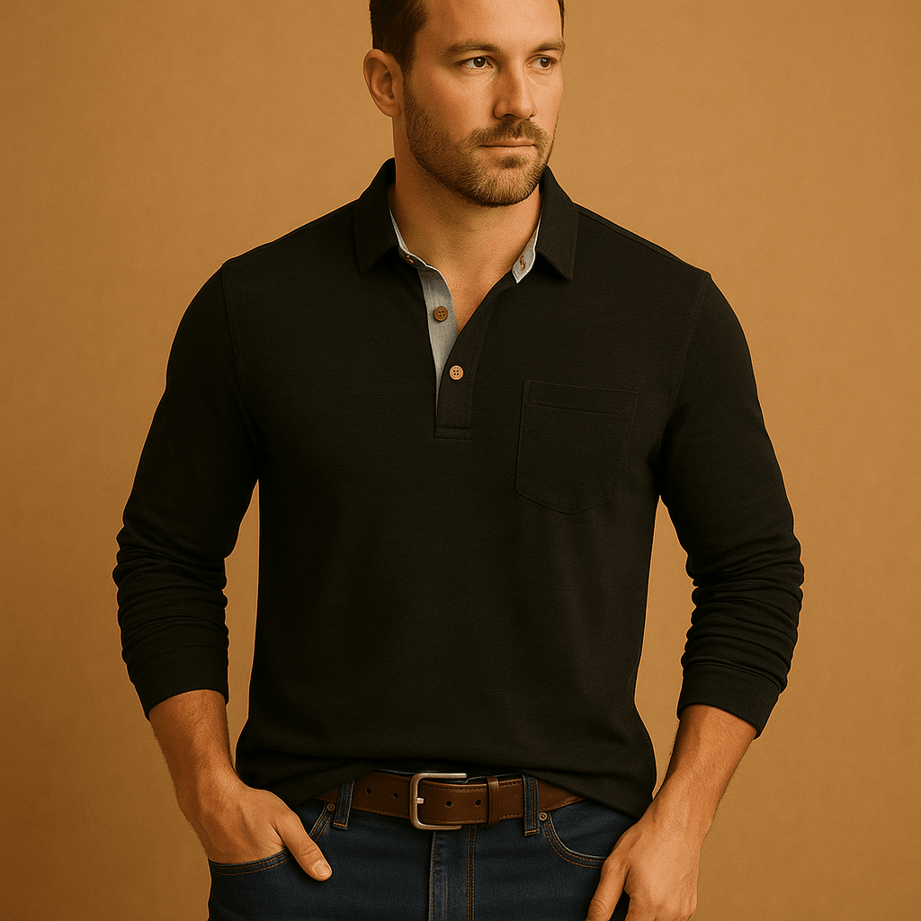 Shirt Men Casual Design with Chest Pocket and Button Front Closure - Hudson Harper - Men Shirt