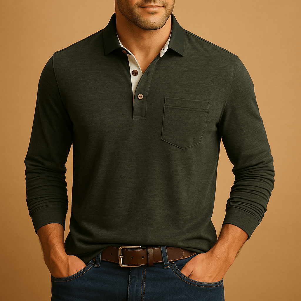 Shirt Men Casual Design with Chest Pocket and Button Front Closure - Hudson Harper - Men Shirt