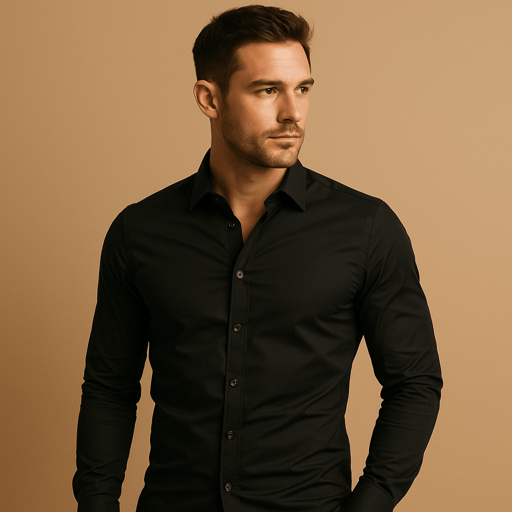 Shirt Men Slim Fit Turndown Collar Modern Style - Hudson Harper - Men Shirt