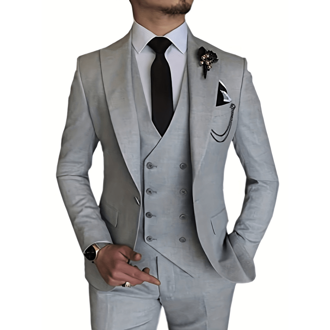 Suit Men Double Breasted Formal Fit Elegant Look - Hudson Harper - 3 Piece suits