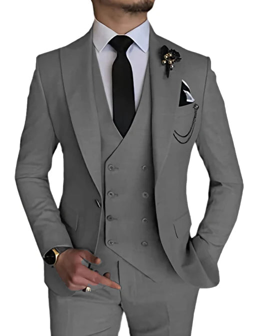 Suit Men Double Breasted Formal Fit Elegant Look - Hudson Harper - 3 Piece suits
